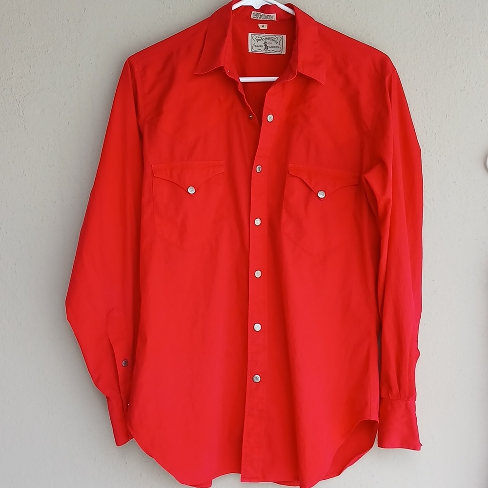 Ralph Lauren "Polo Western" vintage western rodeo Red shirt Silver snap buttons